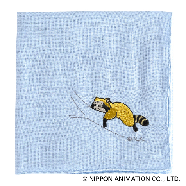 KY28-1197/ガーゼハンカチ/木の枝で眠るラスカル